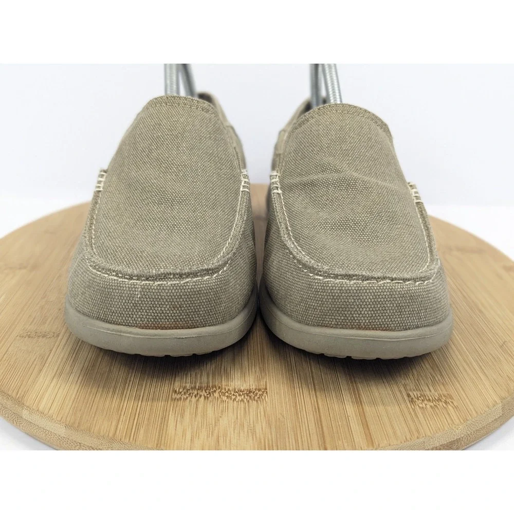 Crocs Santa Cruz Mens 7 Canvas Brown Tan Slip On Shoes Summer Beach Vacation